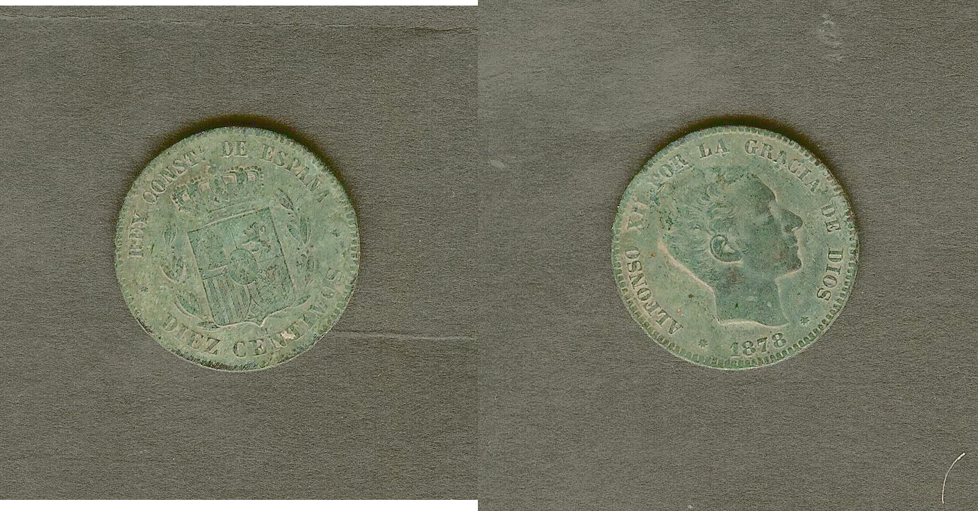 Spain 10 centimos 1878 aEF